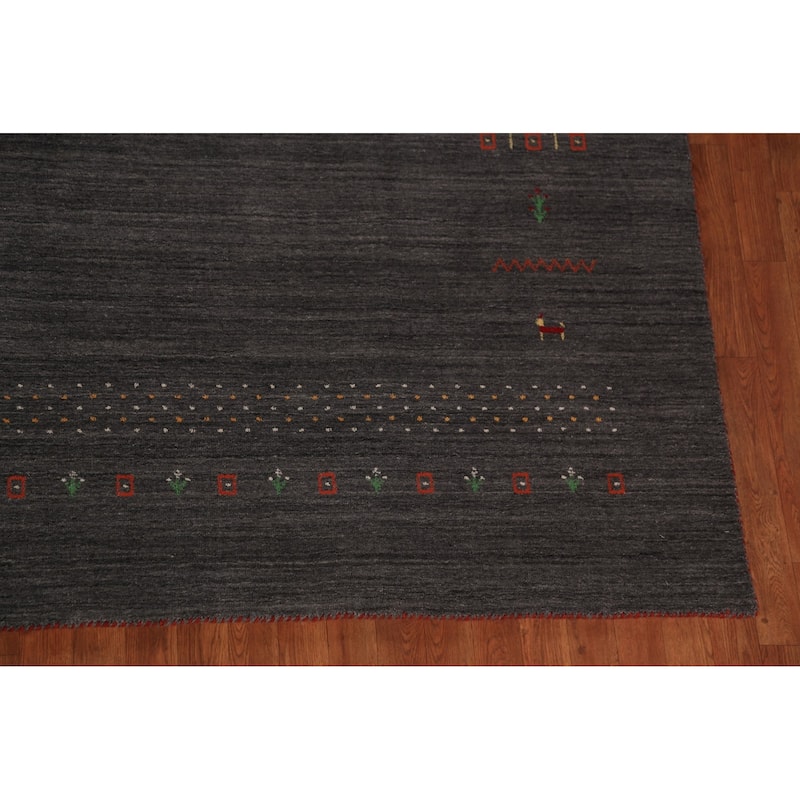 Gabbeh Oriental Area Rug Hand-Knotted Wool Carpet - 8'4"x 9'10"
