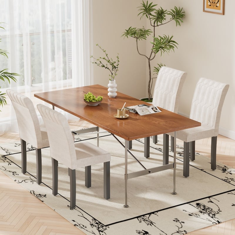 Javlergo Dining Chairs Set of 2/4/6 Upholstered Chairs with Solid Back for Kitchen Restaurant and Living Room - Set of 4 - Beige