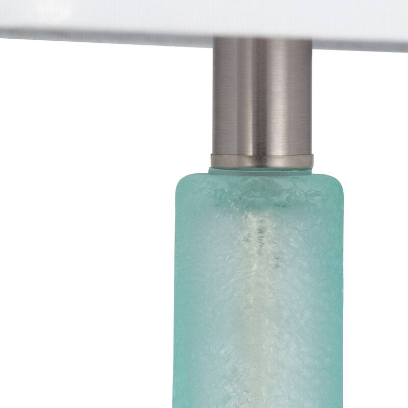 Sagebrook Home Modern Coastal Glass Table Lamp, Green Finish, Made with Glass, Metal, Linen, and Acrylic - 15" x 15" x 26"