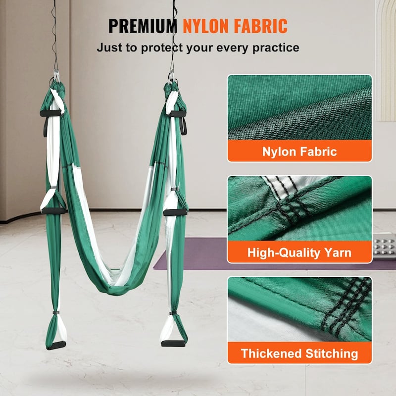 Yoga Hammock Swing for Inversion, Aerial Sling Kit with Mount Hooks - 2.73 x 1.64 yards