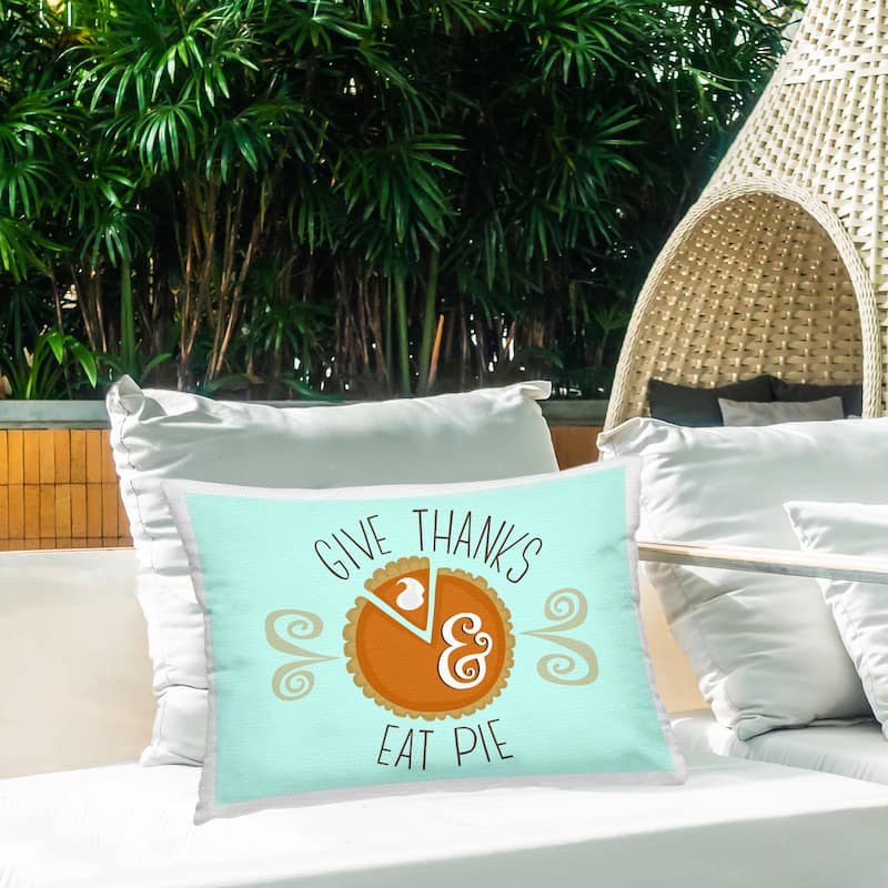 Stupell Give Thanks Eat Pie Printed Outdoor Throw Pillow Design by Mandy Ford Art + Illustration