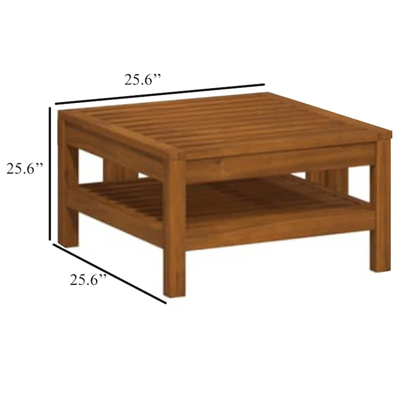 Lave 6pc Outdoor Modular L Sofa Set, Ivory Cushions, Wood Coffee Table