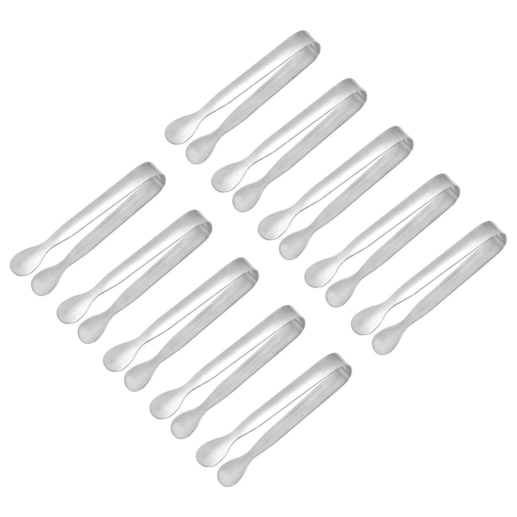 Serving Tongs, 4.3 Inch Stainless Steel Ice Tongs for Dessert, Silver