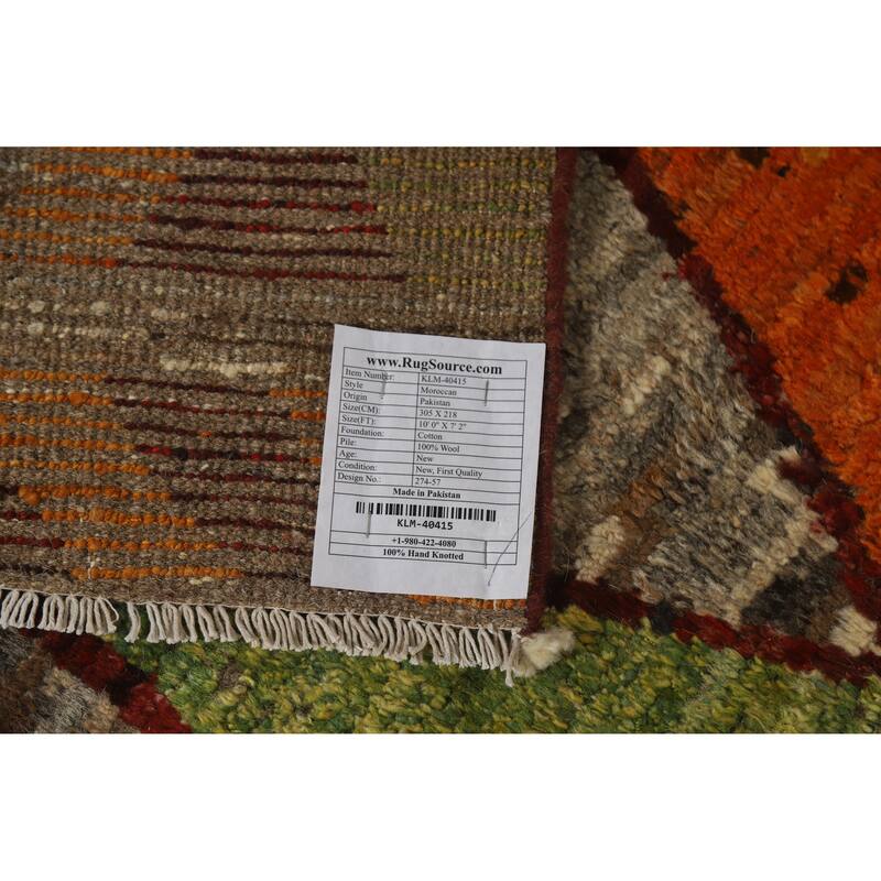 Geometric Moroccan Oriental Area Rug Handmade Multi-Color Wool Carpet - 7'2" x 10'0"