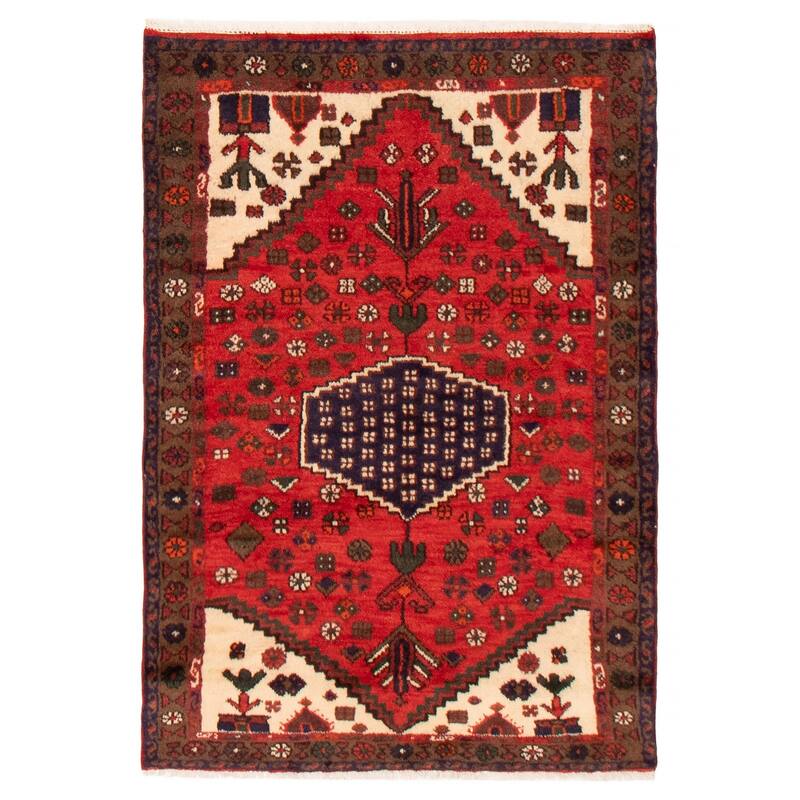 ECARPETGALLERY Hand-knotted Andelz Red Wool Rug - 3'4 x 4'9 - Red - 3'4 x 4'9