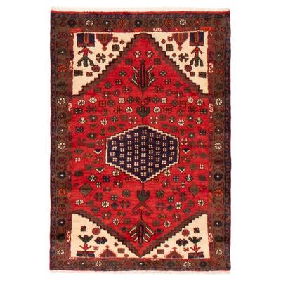 ECARPETGALLERY Hand-knotted Andelz Red Wool Rug - 3'4 x 4'9