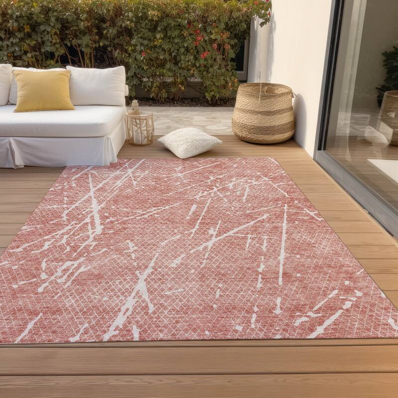 Machine Washable Indoor/ Outdoor Chantille Contemporary Crackle Rug