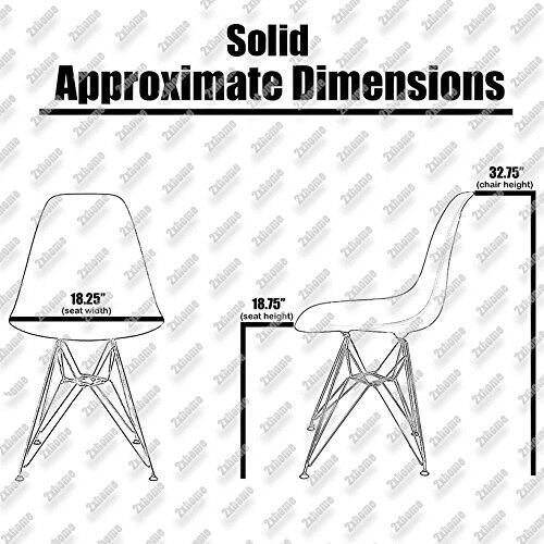 Set of 2 Modern Designer Plastic Dining Chairs with Aluminum Metal Legs, Accent Side Chairs