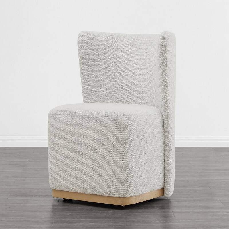 Spruce & Spring Kevin Modern Wingback Dining Chairs with Casters&Wood Base Set of 2 - Set of 2