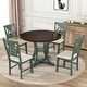 preview thumbnail 1 of 13, 5-Piece Round Dining Set with Hollow Chair Back Antique Blue/ Dark Brown