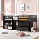 preview thumbnail 19 of 46, Wood Twin Loft Bed with 2 Shelves & 2 drawers for Bedroom(Antique Gray) Espresso