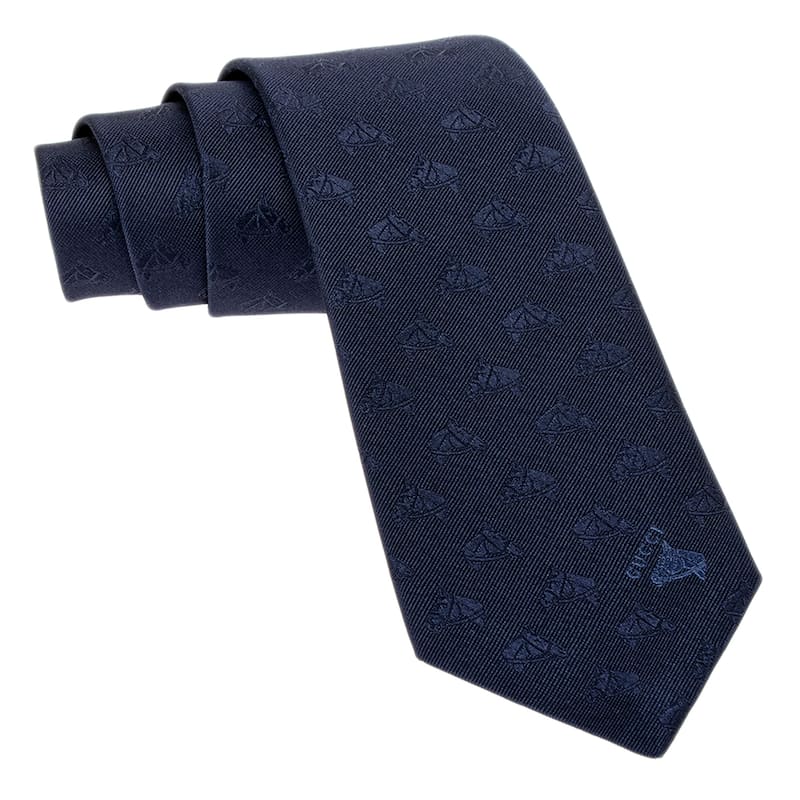 Gucci Equestrian Silk Jacquard Tie - Blue