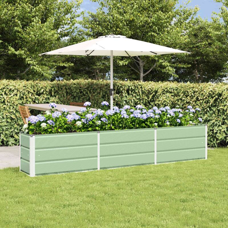 vidaXL Planter in Steel - 39.37 x 15.75 x 17.72" - Green - 94.49 x 15.75 x 17.72 in