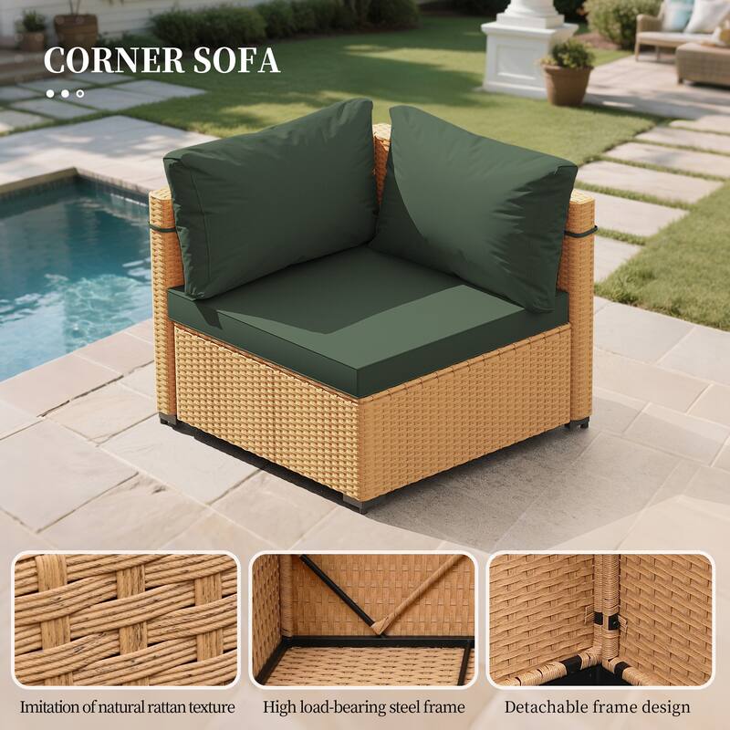 UPHA 7-Piece Rattan Patio Sofa Conversation Set with Cushions