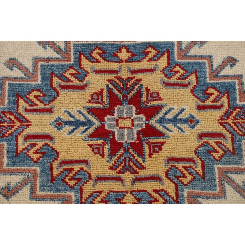 Beige / Ivory Kazak Accent Rug Hand-Knotted Wool Carpet - 4'1" x 5'10"
