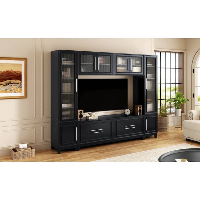 Large 102" Wall Unit TV Stand with Storage, Bookshelves, Modern Entertainment Center Media Console for TVs up to 75"