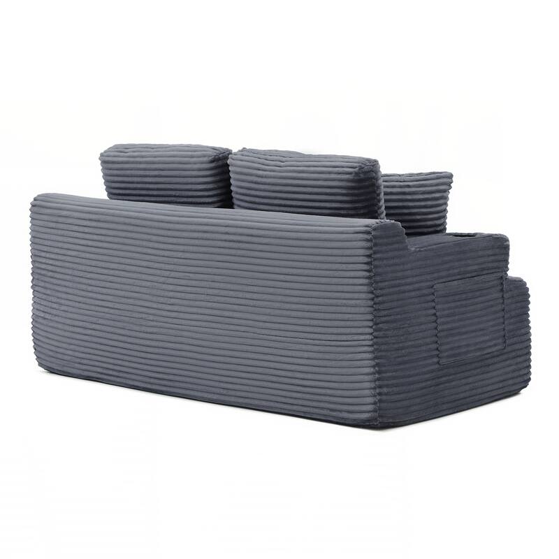66.5''Boneless Sofa Couch with 2 Pillows Extra - Grey