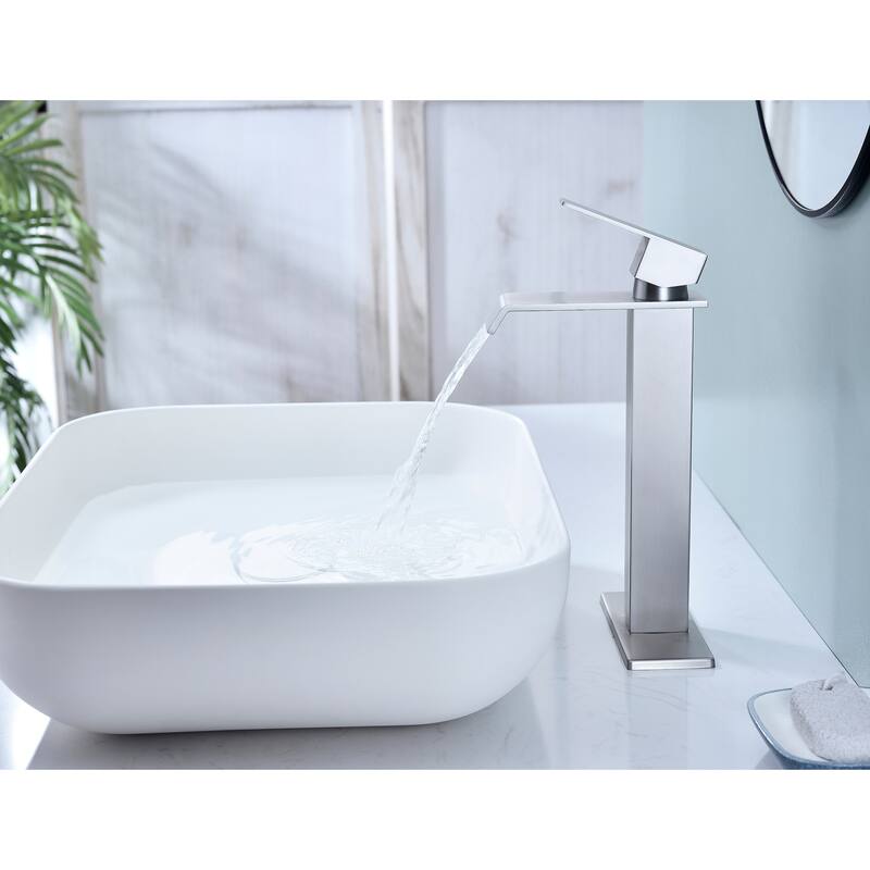 Modern Single Handle Sink Vanity Bathroom Faucet with Waterfall Spout, Anti Corrosion, Anti Rust, Easy Clean