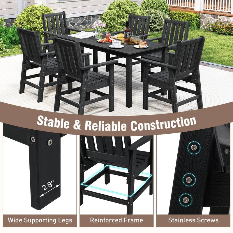 Gymax Patio Dining Chairs Set of 2 w/Wide Armrests Curved Seat Wood