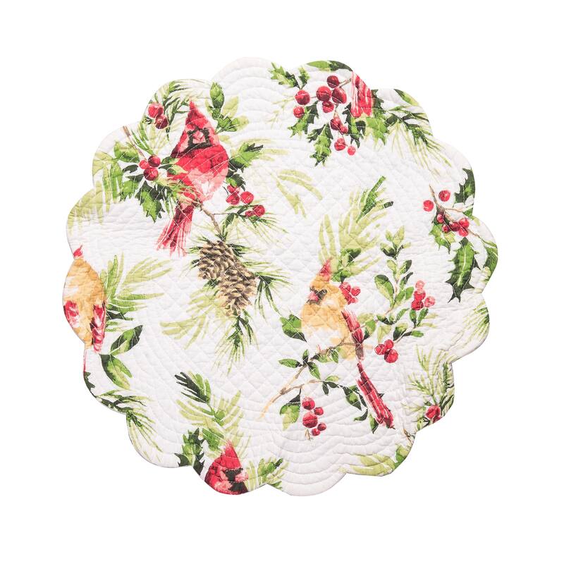 Ruby Cardinal Round Placemats Set of 6, 17"