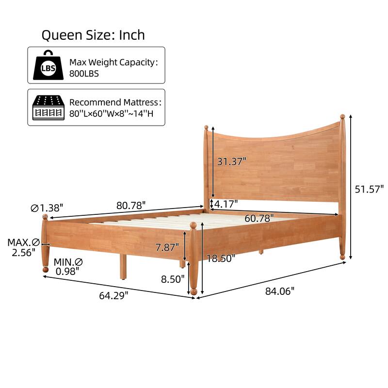 Christopher Knight Home - Classic Transitional Wooden Platform Bed with Curved Headboard