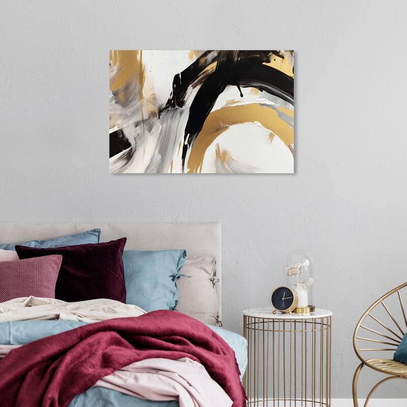 Wynwood Studio Abstract Golden Cascade Gold and Modern & Contemporary Wall Art Canvas Print - 24 x 36