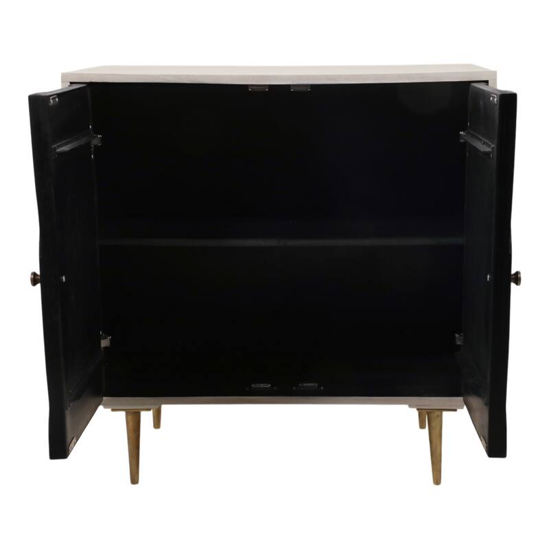 Modern Accent Cabinet with Textured Circle Door Design - 31", Black - 30.5"