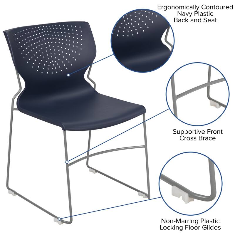 661 lb. Capacity Full Back Stack Chair with Powder Coated Frame