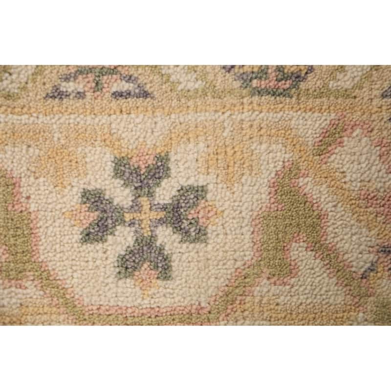 Green Oushak Oriental Rug Transitional Hand-Knotted Wool Carpet - 4'2"x 6'2"