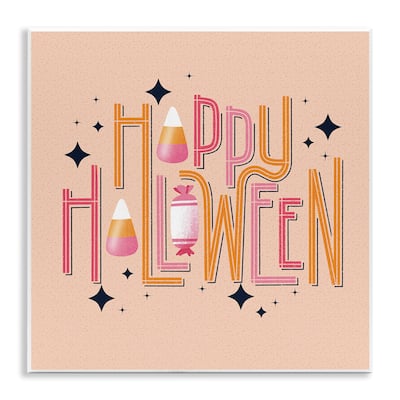 Stupell Happy Halloween with Candy Wall Plaque Art Design By Sarah Hickman