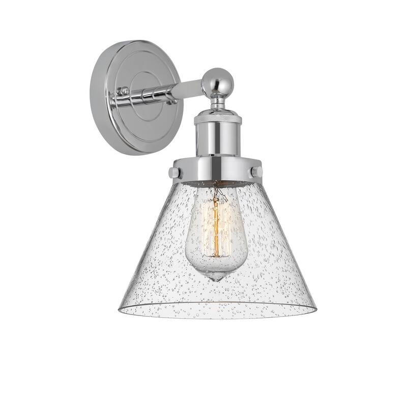 Innovations Lighting 616-1W-12-8 Cone Sconce Cone 12" Tall Wall Sconce - Polished Chrome / Seedy