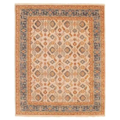 ECARPETGALLERY Hand-knotted Finest Agra Jaipur Ivory Wool Rug - 8'0 x 9'11