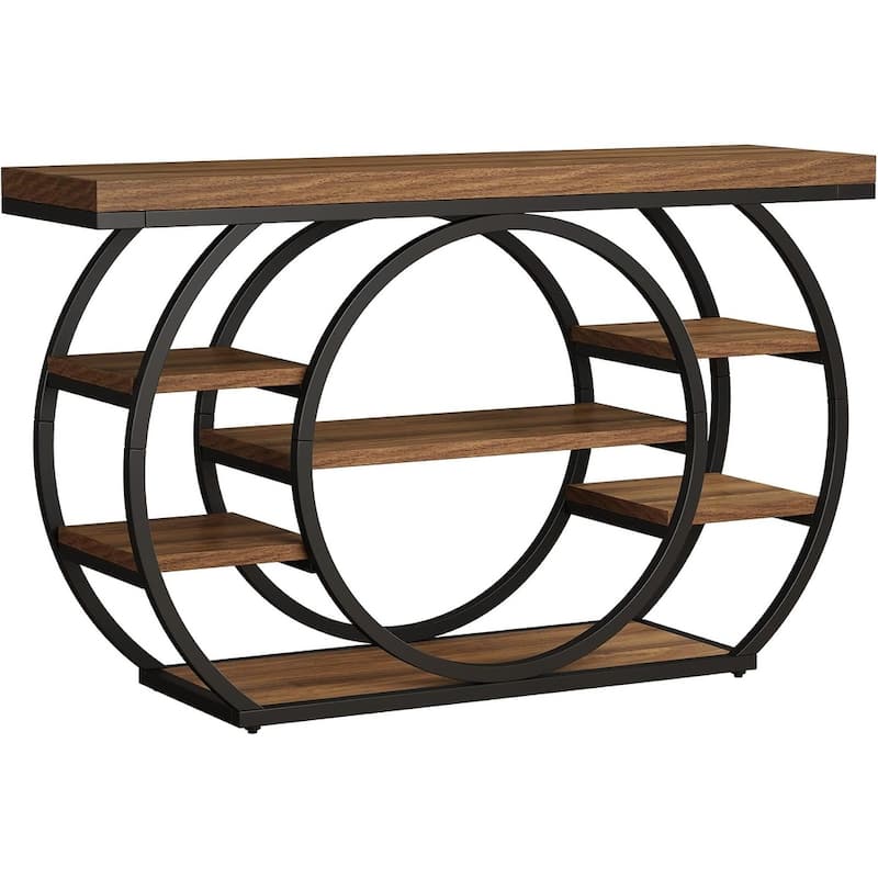 47" Console Table, 5-Tier Industrial Entryway Table with Metal Frame