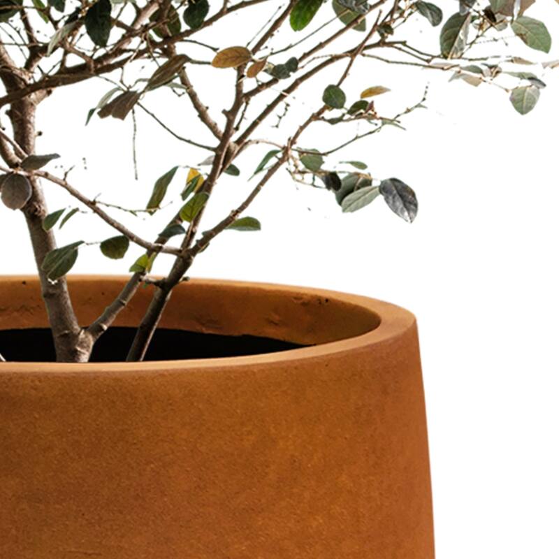 Kante Lightweight Concrete Outdoor Round Tall Planter, 21.7 Inch Tall
