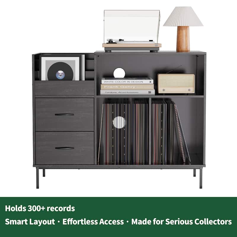 Rossetta Multi-functional Classic 2-Outlet Power Strip Media Console Cabinet with Dust Shields and Quiet Sliding Drawers