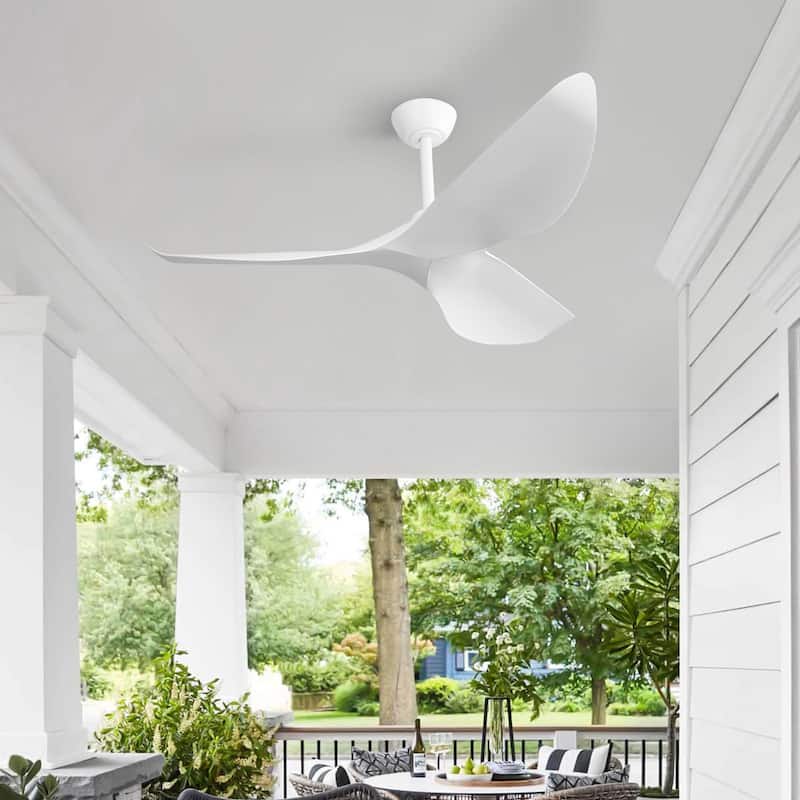 Sofucor 52inch Farmhouse Vintage Ceiling Fan with Wave-shaped curved Blades, Remote Control,Without Light - 52 Inches