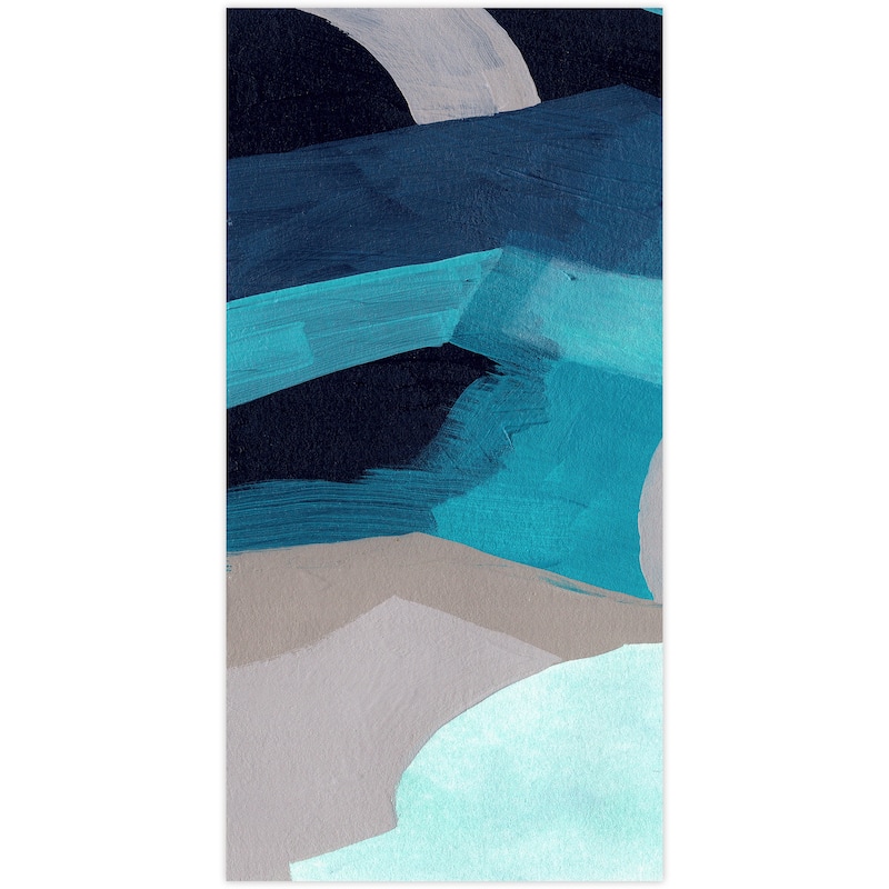 "Puzzle Blues A" Frameless Free Floating Tempered Glass Panel Graphic Wall Art