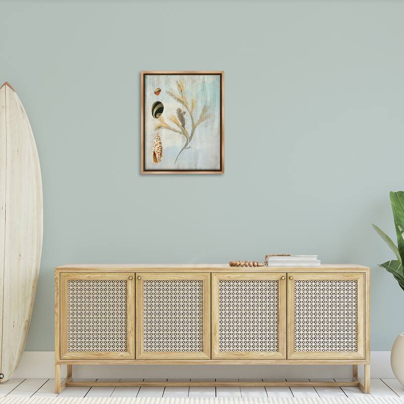Stupell Mixed Seashells & Coral Framed Floater Canvas Wall Art Design By Susan Arnot