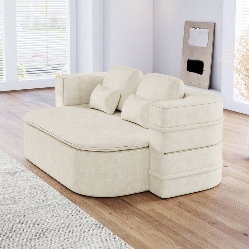 GDFStudio - Willoughby Chenille Foldable Sleeper Sofa Bed with Multi Functional Blanket