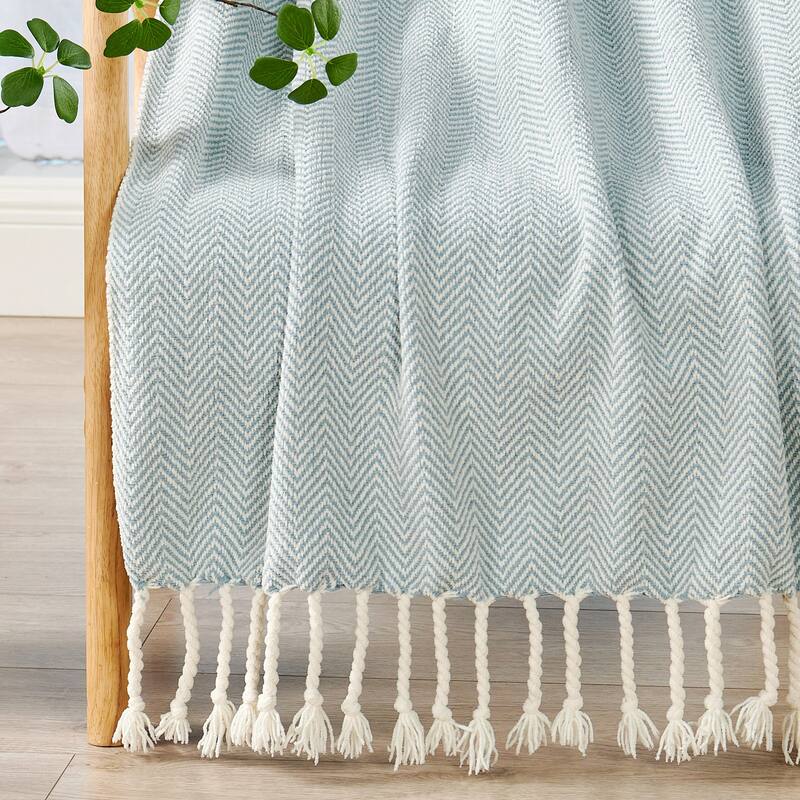 Extra Cozy Chevron Knit Throw Super Soft Knitted Blanket for Couch
