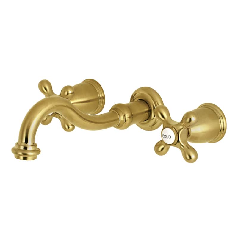 Kingston Brass Restoration 3-Hole Wall Mount Roman Tub Faucet - Brushed Brass