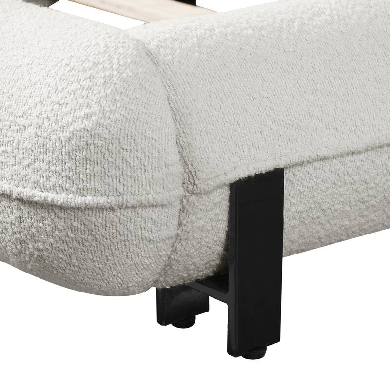 Upholstered Platform Bed with Curve-Shaped Design