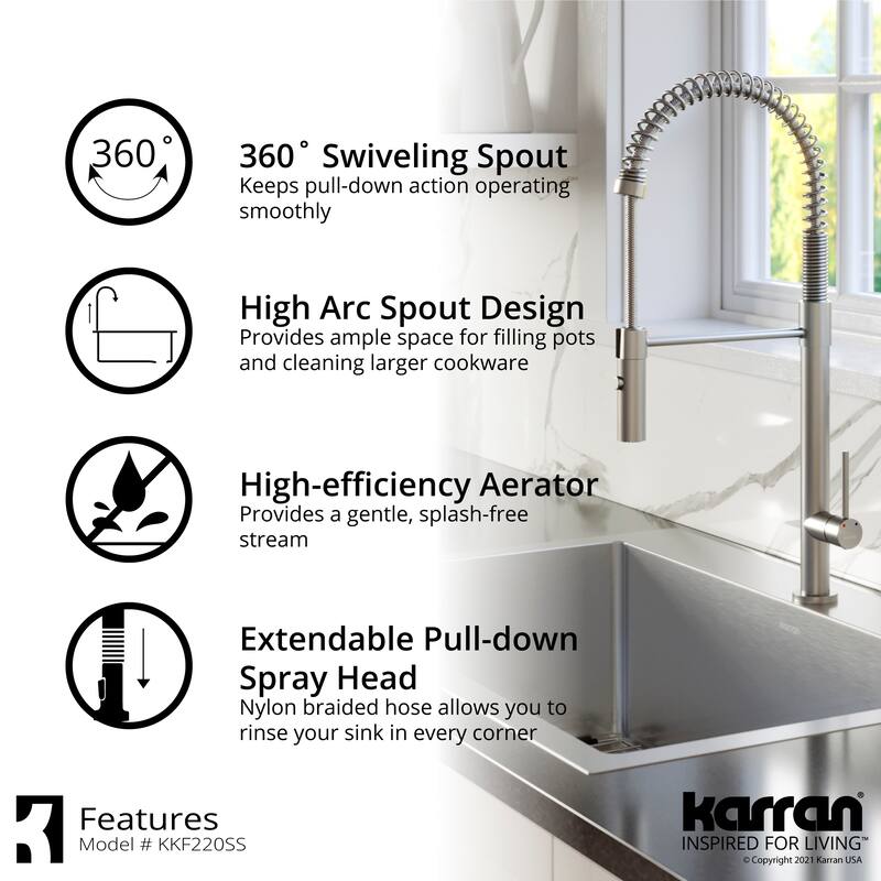 Karran All in One Drop-In Quartz Composite 33 in. Single Bowl Kitchen Sink in Black with Faucet KKF220 in Stainless Steel
