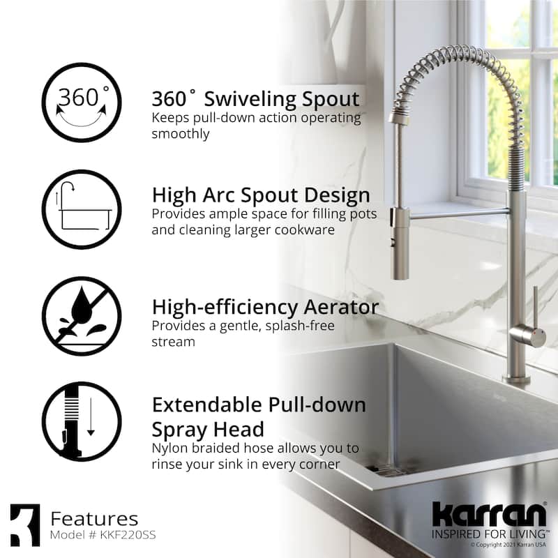 Karran Bluffton Single-Handle Pull-Down Sprayer Kitchen Faucet with Matching Soap Dispenser