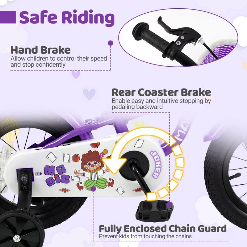 Costway 12”/14”/16”/18” Kids Bike with Training Wheels, Basket, Hand & - See Details