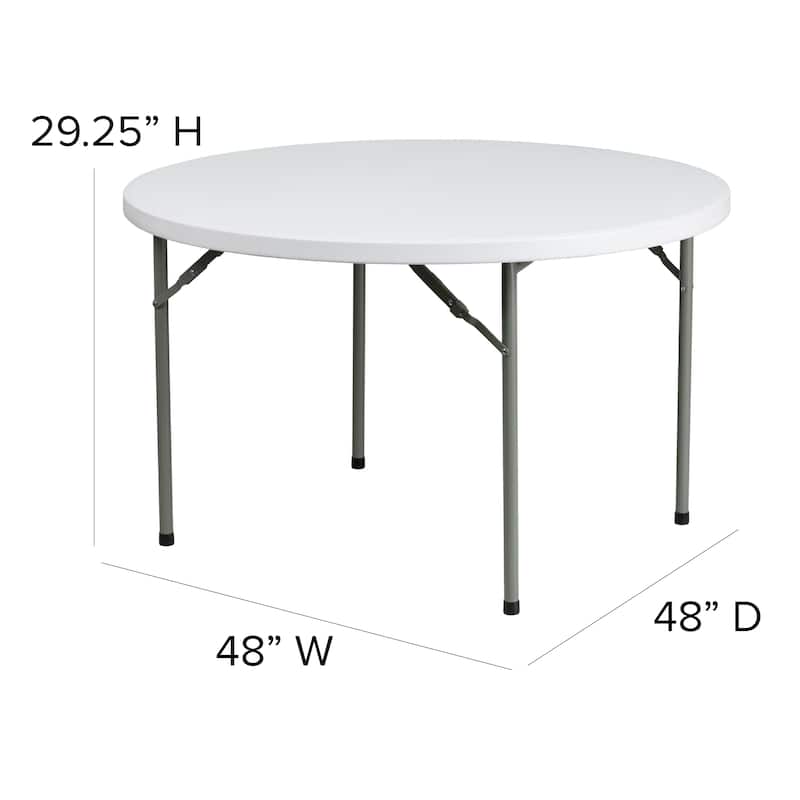 48" Round Plastic Folding Table with Granite White Surface - Banquet Table