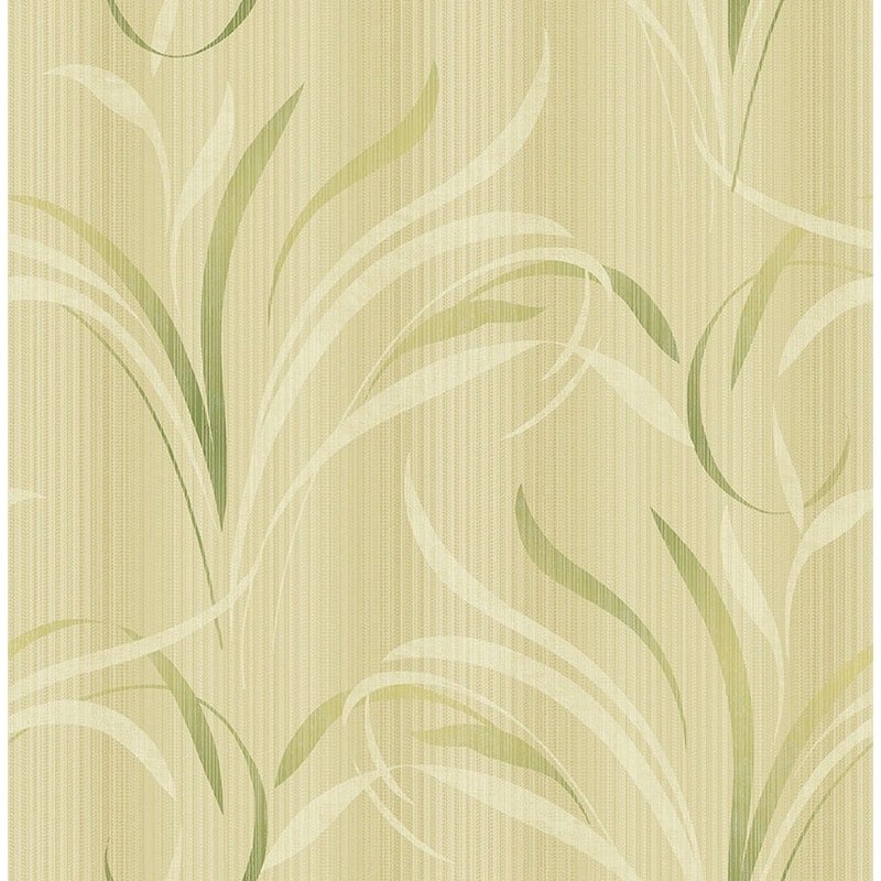 Seabrook Designs Foxtail Leaves Unpasted Wallpaper - 20.5 in W x 33 ft. L - Metallic Almond & Fern