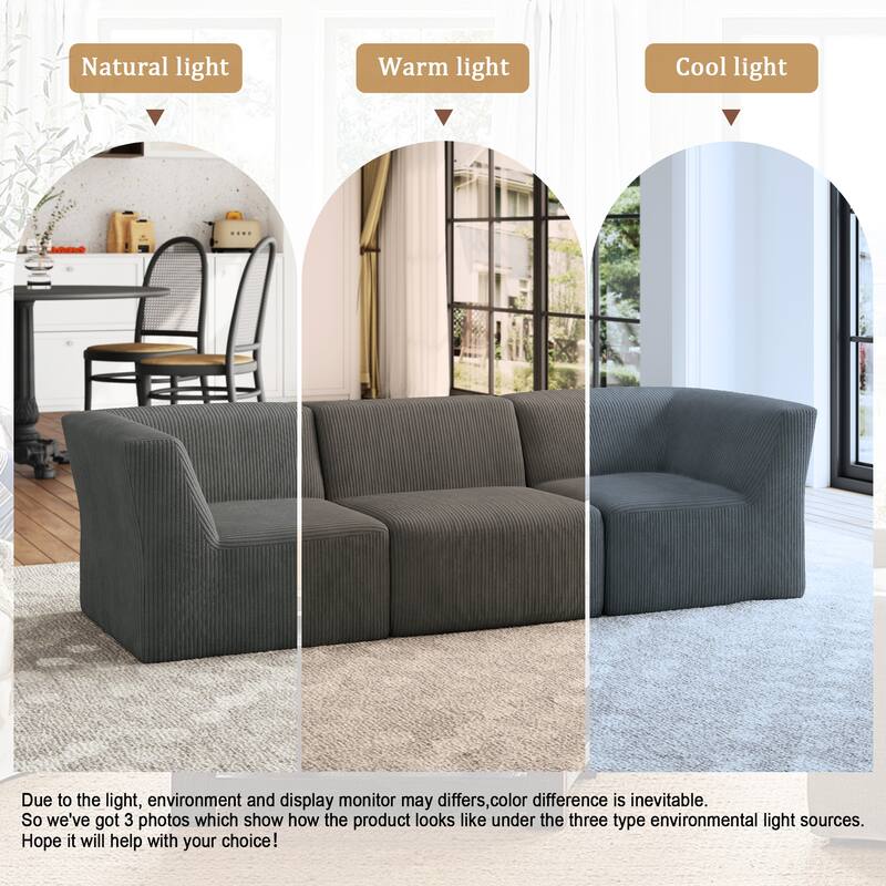 Modern Corduroy Fabric Loveseats Sofa Sectional Sofa