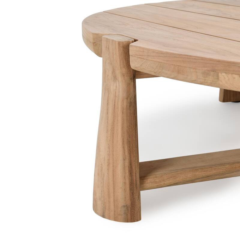 Classic Home Aston 65" Outdoor Round Coffee Table Natural Finish