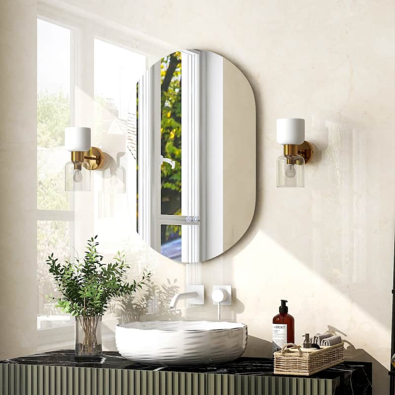 Costway 32'' x 20'' Oval Bathroom Wall Mirror Mounted Makeup Mirror